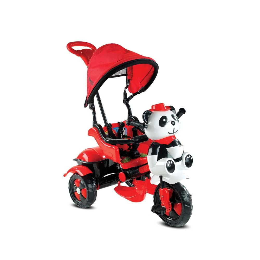 BABYHOPE 127 LITTLE PANDA ÜÇ TEKER TENTELİ İTMELİ BİSİKLET(KIRMIZI-SİYAH)