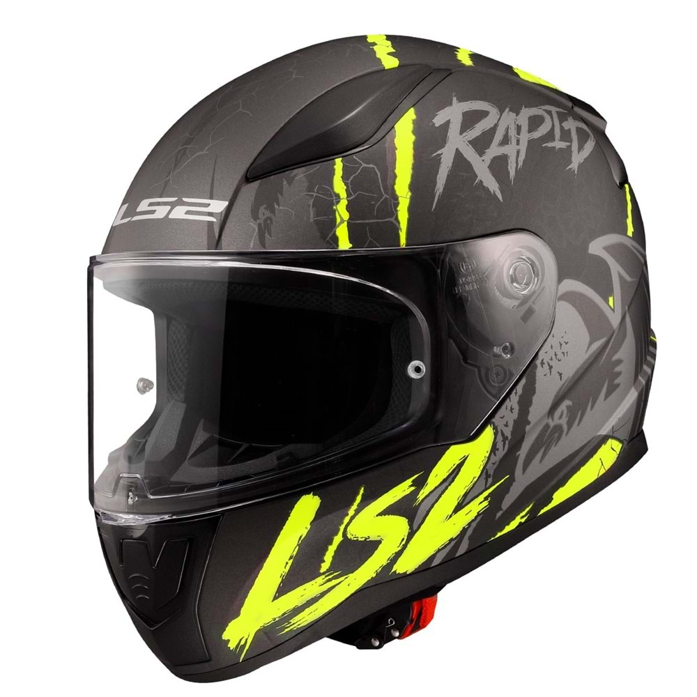 LS2 RAPID 2 RAVEN MAT SİYAH-GRİ-NEON SARI KASK XXL