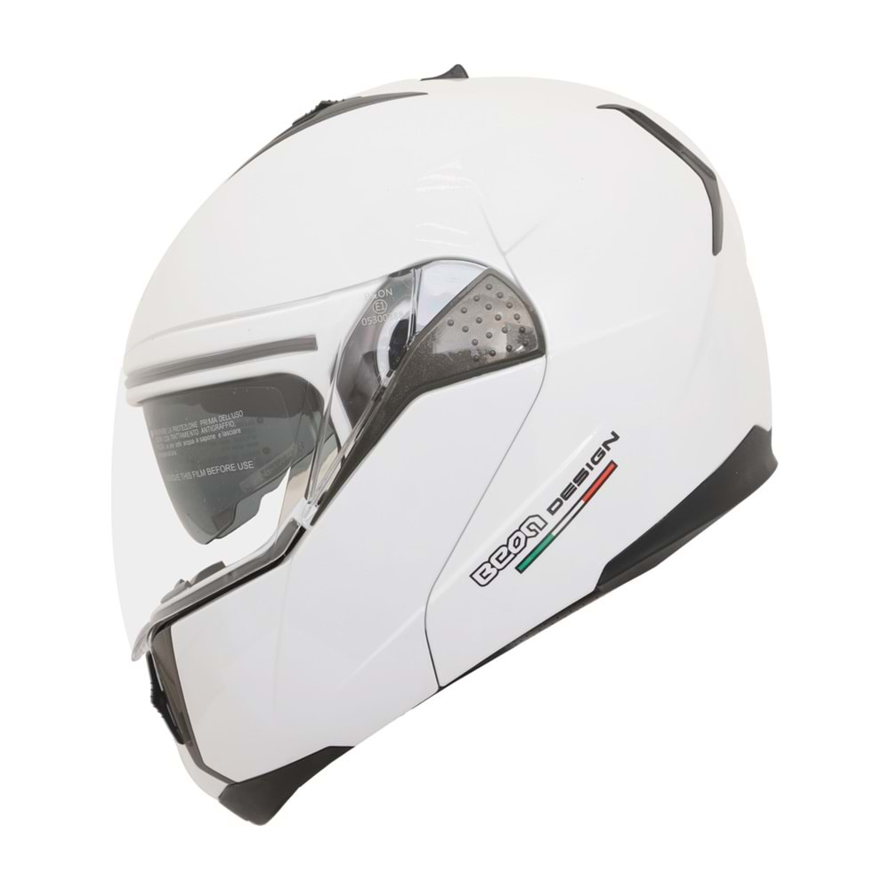 57687 BEON ÇENE AÇILIR VİZÖRLÜ KASK [B700] [BEYAZ] (XL)