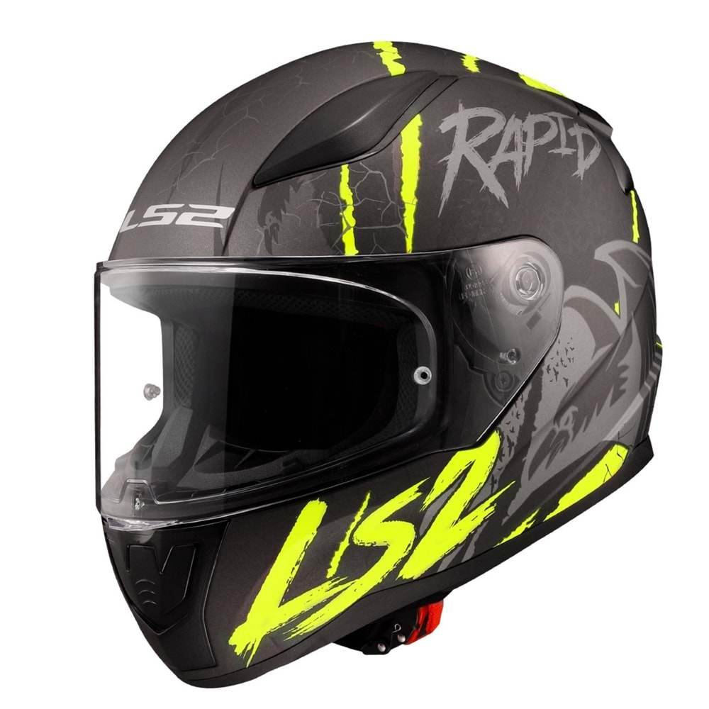 LS2 RAPID 2 RAVEN MAT SİYAH-GRİ-NEON SARI KASK XL