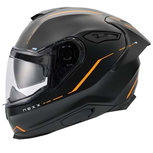 NEXX Y.100R REACT MAT SİYAH-TURUNCU KASK XL