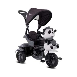 BABYHOPE 127A LÜX LITTLE PANDA ÜÇ TEKER TENTELİ İTMELİ BİSİKLET (GRİ)